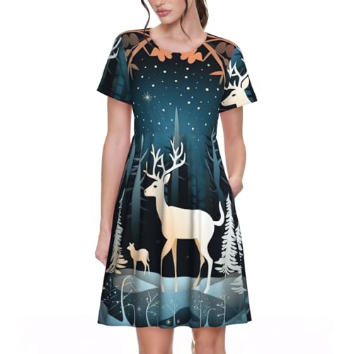 Robe d'été manches courtes sapin de Noël tissu anti-chaleur