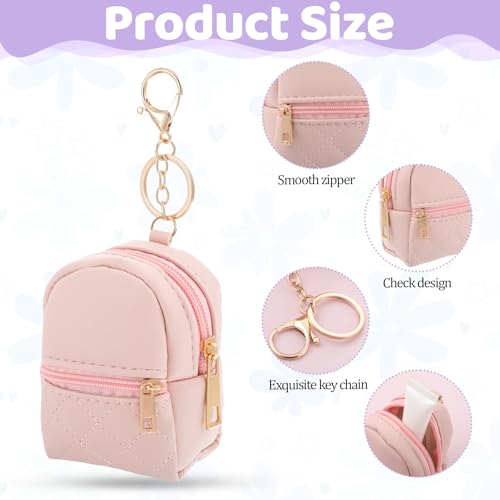 2Pcs Mini Backpack Cute Cosmetic Bag for Women Creative Pendant Keychain Key-chains Keyrings PU Leather Makeup Bag Key Pocket Lipstick Bag Card Holder Data Cable Organizer Zipper Pouch for Women Girl3