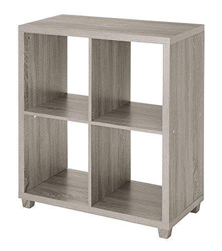 Free Shipping Over $50 Whitmor 4-Section Deluxe Weathered Gray Oak Cube Organizer