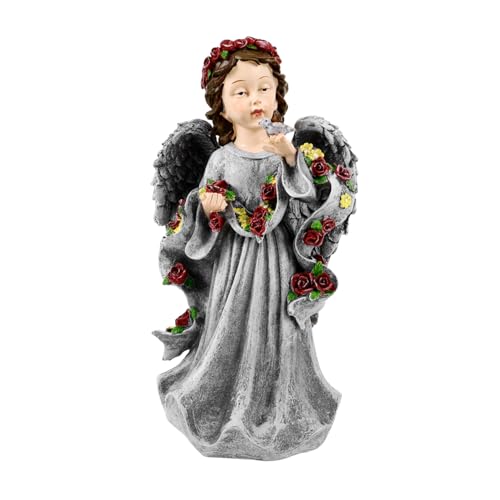 Milisten Figurine Résine Ange Décorative pour Bureau Statue Angélique Adorable Ornement De Jardin Élégant Décoration Intérieure Et Extérieure Artisanat Résistant Et Durable