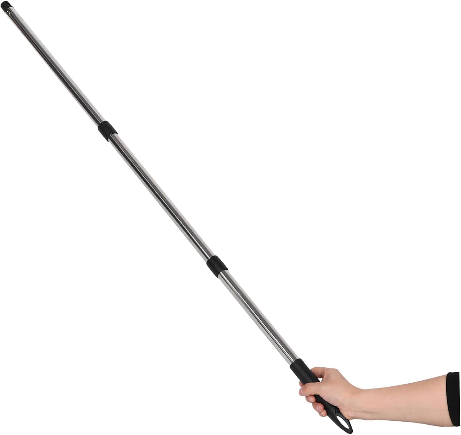 OUNONA Stainless Steel Three Section Mop Handle Universal Cleaning Pole with Threading System for Replaceable Mop Heads Household Commercial Brushes