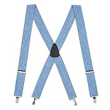 Suspender Store Denim Suspenders - 1.5 Inch Wide Clip 42" for 5'0" to 5'9" tall