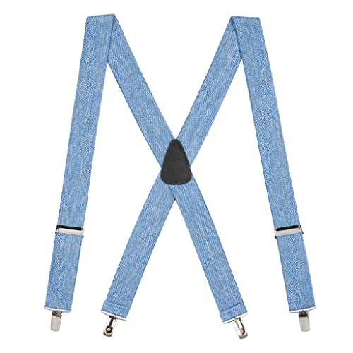 Suspender Store Denim Suspenders - 1.5 Inch Wide Clip 42" For 5'0" To 5'9" Tall #TOP12