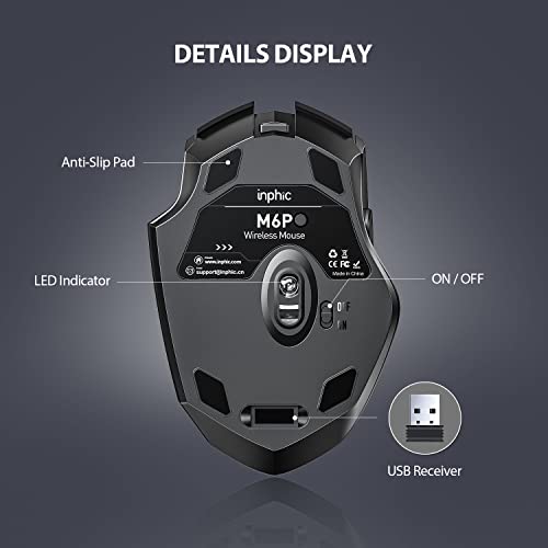 inphic Maus Kabellos Aufladbar, 2.4G Silent Funkmaus 2400DPI – Ansicht 6