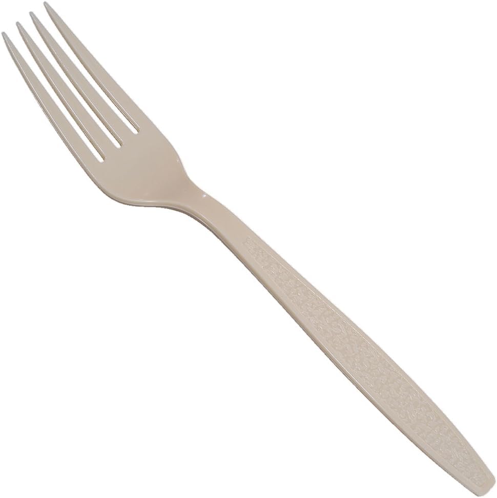 Daxwell Plastic Forks, Heavyweight Polystyrene (PS), 6.75", Champagne, A10000866 (Case of 1,000)