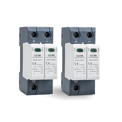 IGOYE 2PCS 2P 40KA Voltage Surge Protector DC 1000V Solar PV Lightning Arrester Device for Rv, Home Lightning Protection System 35mm DIN Rail Mount