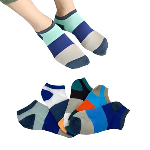 Image of MOMISY Men's Premium Cotton Cushion Ankle length Socks, (Multicolor) Pack of 5 (Free Size)