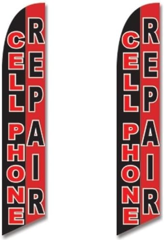 Paquete doble de banderas Swooper de manga completa reparación de teléfonos celulares rojo negro blanco