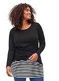 Zizzi Damen Große Größen Top Extender 2er Pack Bamwolle gr 54-56 Black/Black Stripe