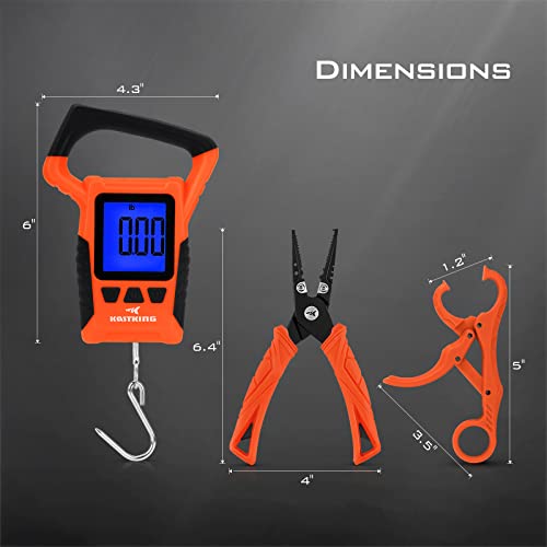 Kastking Fish Scale, Fishing Pliers And Lip Grip Combo, 7” Stainless Steel Pliers, 2.5” Display Wideview Fishing Scale, 110 Lbs/50 Kg, Waterproof And Floating #TOP5