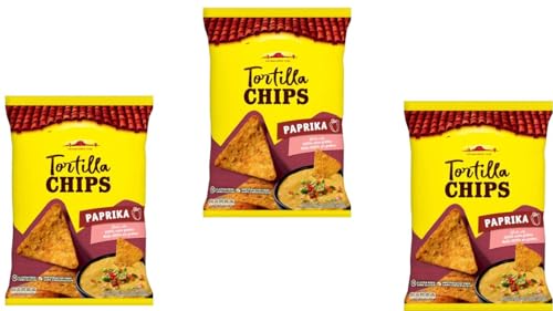 Image of Tortilla Chips Paprika 185g Pack of 3, Boldly seasoned with rich paprika for a smoky, satisfying taste in every crunchy bite