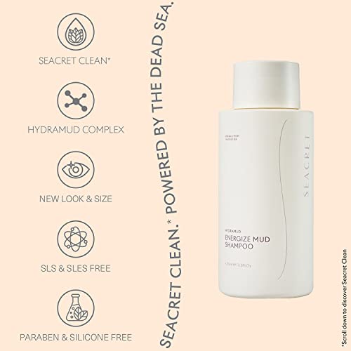 Seacret Hair Shampoo - Hydramud Energize Mud Shampoo With Dead Sea Minerals & Argan Oil, 13.3 Fl.oz #TOP4