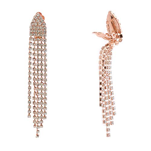 Topwholesalejewel Fashion Earrings Rose Gold Plating Clip On Tear Drop Earrings