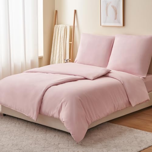 RUIKASI Bettwäsche 135x200 Rosa 4teilig - Hellrosa Mikrofaser Bettwäsche-Sets Oeko-TEX… – Ansicht 3