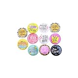 Lote de 11 Originales Chapas Alfiler Multicolores 'Frases Animadas'. Recuerdos. Detalles. Regalos para Fiestas de Cumpleaños, Bodas, Bautizos y Comuniones. DK