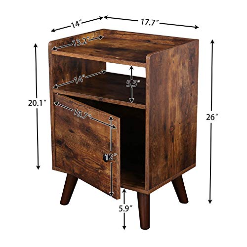 Hoobro End Tables Set Of 2, 3-Tier Side Table With Switchable Door, Side Table For Small Spaces, Stable Wooden Legs, Wood Look Accent Table, Easy Assembly, Rustic Brown Bf51Bzp201 #TOP2