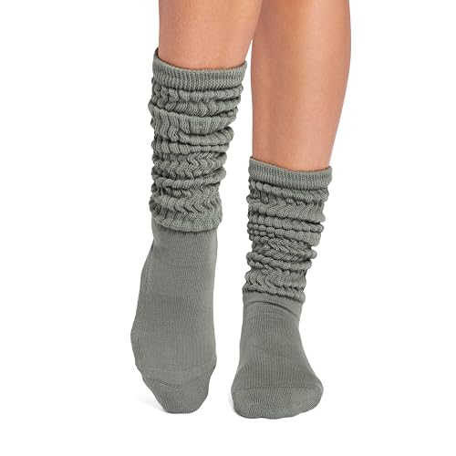 Image of TAVI Stacy Slouch Pilates Socks with Grips for Women | Non-Slip Grip Socks, Patented Grip Sole Design, Soft Organic Cotton Blend, Arch Band Support; Use for Yoga, Barre, Lagree
