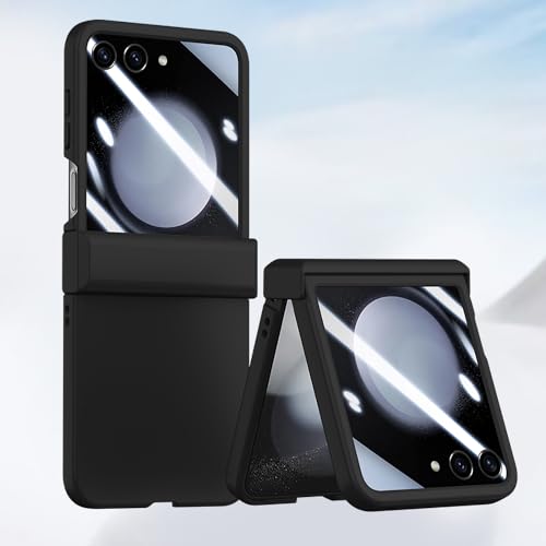 Galaxy Z Flip6/Flip7FE ケース,手帳型 強化ガラス膜 折り畳 みおしゃれ 薄型PC 超軽量 カバー 人気 大ウィンドウつや消しの表面 ヒンジとレンズ保護 ストラップ ワイヤレス充電サポート プラスチック かわいい フリップ 衝撃吸収