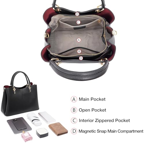 Image of LAORENTOU Women Crossbody Handbags Genuine Leather Satchel Handbags for Women Top-handle Shoulder Tote Purses