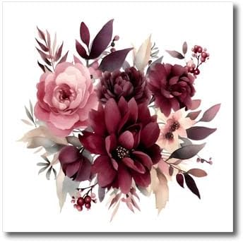 3dRose Pink and Burgundy Flowers - Iron on Heat Transfers (ht-383268-2)