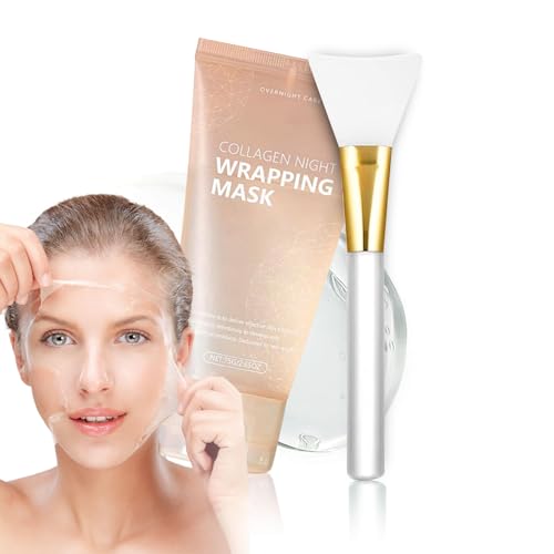 ‎‎Shefave Collagen Night Wrapping Mask, Collagen Mask Peel Off Maske Gesicht, Elastizität und Feuchtigkeit, Overnight Maske Gesicht Masken Reduziert Erschlaffung & Mattheit, Korean Face Mask (S-1pcs)