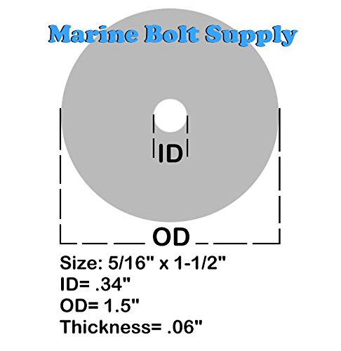 Type 18-8 Stainless Steel Fender Washers Size 5/16" x 1-1/2" (pack of 50pcs) Marine Bolt Supply - Thumbnail 2