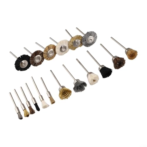 18-Piece Brass & Steel Wire Wheel Brush Set for Rotary Tools, Metal Cleaning Polishing Rust Removal, 5mm/15mm/25mm
