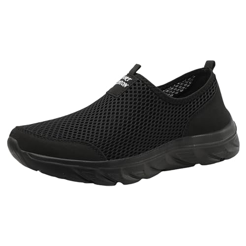 Hochwertige Sneakers für Herren Modische Sportlichen Komfort Atmungsaktive Freizeit Schuhe für Aktive Lebensstil (Black, 42)
