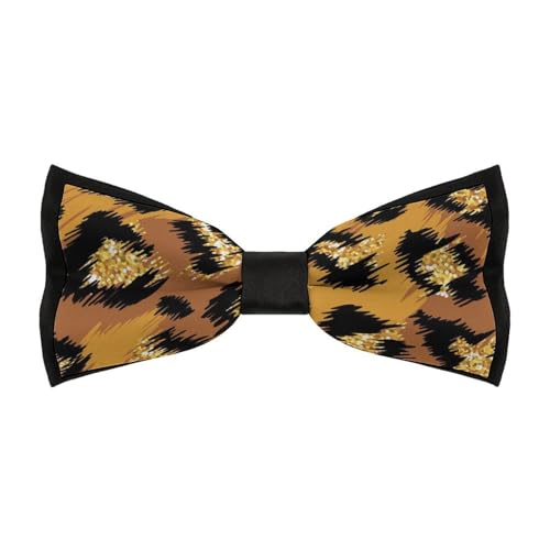 JYYAU Rose Gold Glitter Ombre Leopard Pattern Bow Tie Adjustable Necktie For Men Business Fashion Pre-tied Tie Neckwear Novelty Accessory For Weddings Party Festival