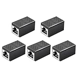 RJ45 LANケーブル用中継コネクタ (5個セット）LpoieJun RJ45 延長 アダプタギガビット対応 メス-メス ネットワークケーブル イーサネットケーブル Cat7、Cat6、Cat5e、Cat5用のネットワーク端子 (ブラック)