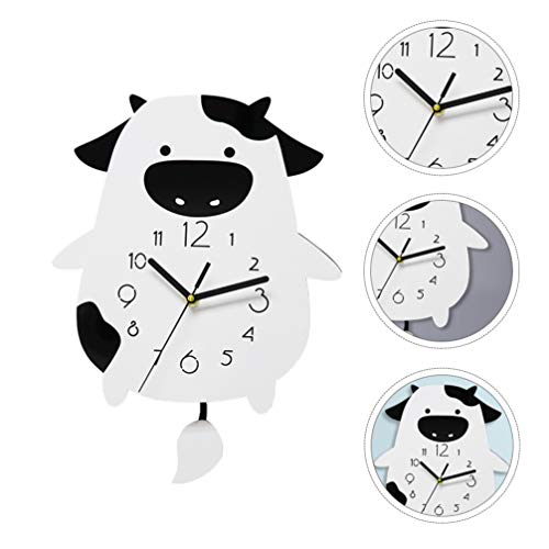 Winomo Metal Wall Clock Cute Cow Wall Clock Silent Non Ticking Round Wall Hanging Clock Decorative Wall Clocks For Bedroom Living Room Kitchen Office (Without Battery) Chinese Decor #TOP5