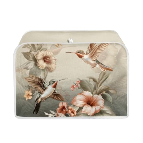 DISNIMO Retro Hummingbird Floral Toaster Cover Washable Polyester 2 Slice Kitchen Small Appliance Covers, Bread Toaster Oven Dustproof Cover Dust & Fingerprint Protection