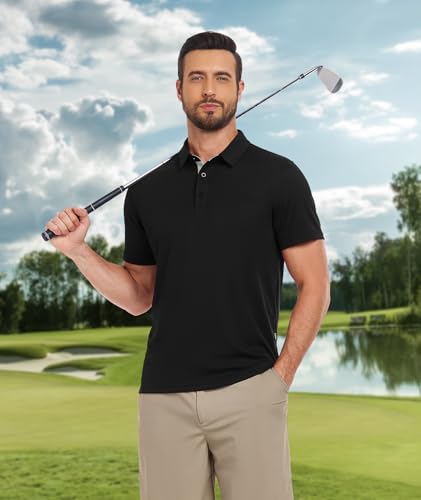 ZITY 3 Pack Polo Shirts for Men Short Sleeve Moisture Wicking T Shirt Business Casual Mens Golf Shirts Collared T-Shirts2