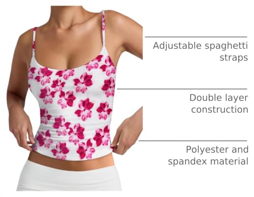 Image of PINKMSTYLE Women's Basic Double Lined Scoop Neck Tank Tops Summer Cami Top | Adjustable Spaghetti Strap,Soft Skin Stretch,Slim Fit for Everyday Wear