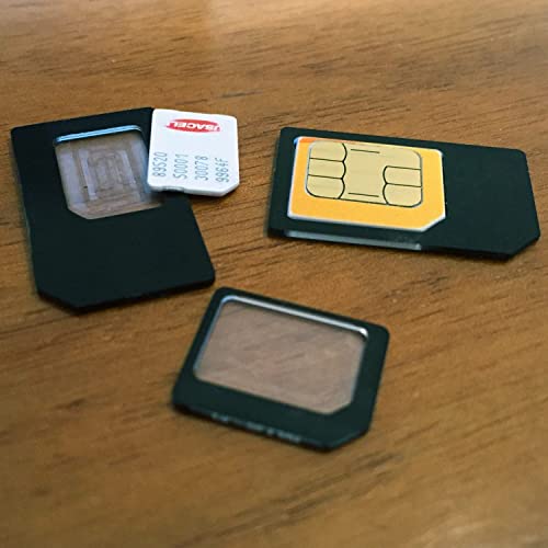 Black Sim Card Adapter Kit - 4 In 1 Converter Kit With Steel Tray Eject Pin And Sim Card Tray Removal Tool, Nano Micro Standard #TOP2