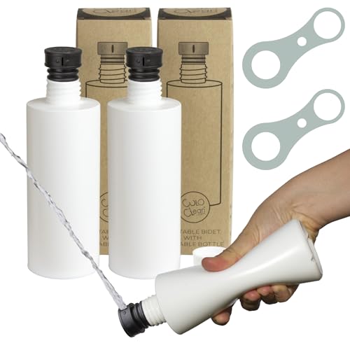 CuloClean Tragbares Bidet mit leiser Flasche (330 ml), ideal für Toilette, Reisen, Wandern oder Camping. Ultraleicht (48 g, 48.2 g) (CuloClean + Flasche, 2 Stück Schwarz)