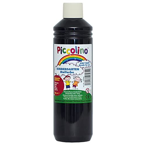 Kindermalfarbe - Piccolino Kindergarten Malfarbe schwarz 500ml - Schulmalfarbe Kita Grundschule Cover