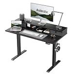 Agilestic Electric Adjustable Height Desk with 2 Drawers, 100 x 60 cm, Stable Sit-Stand Desk with Memory Control, Ergonomic Computer Desk, Black