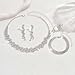 Unicra Rhinestone Bridal Wedding Jewelry Set Silver Necklace Earrings Bracelet Ring Sets Prom Formal Costume Jewelry Sets for Women and Brides (Silver-4 Pack Necklace Earrings Bracelet Ring)