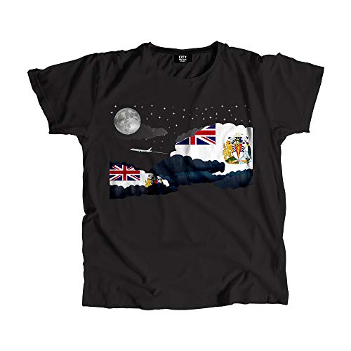 T-shirt British Antarctic Territory Night Clouds pour homme et femme en coton noir