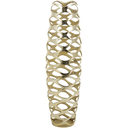Deco 79 Aluminum Metal Geometric Decorative Vase Tall Cutout Centerpiece Vase, Vase for Home Decoration 9" x 9" x 33", Gold