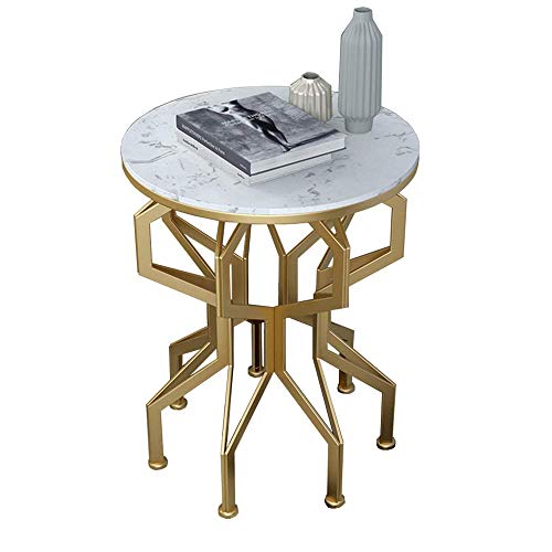 Home&Selected Furniture / 16′′ Round Side Table Living Room Marble