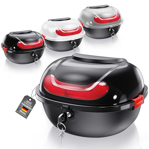 Mihoho Fahrradkoffer für alle Gepäckträger, abschließbare wasserdichte Fahrradbox | Helmkoffer | Gepäckträger Koffer | Helmbox | Fahrradgepäckträger Box (Schwarz)