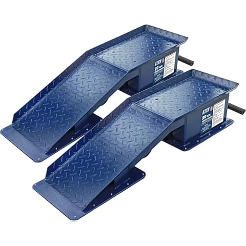 TCE Truck Ramps for Oil Changes, Designed for Heavy Duty Trucks - 20 Ton (40,000 lbs) Capacity, Blue Cover