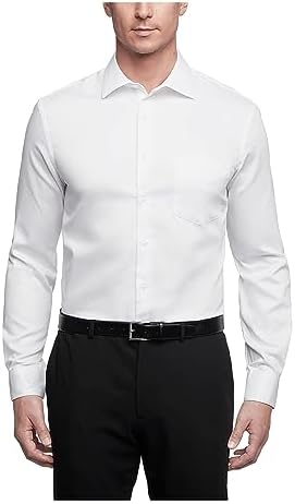 Van Heusen mens Dress Shirts Regular Fit Lux Sateen Stretch Solid Dress Shirt