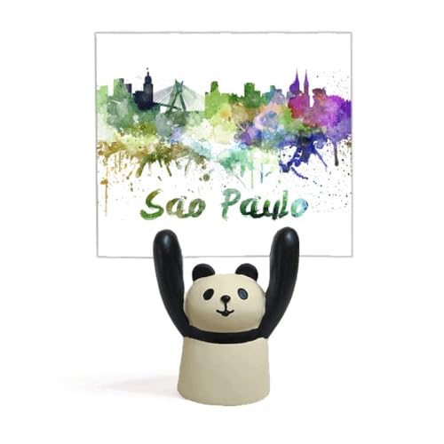 Porte-mémo aquarelle Sao Paulo Brésil avec panda en figurine déco