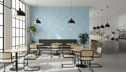 Image of Oceanic Blue Rose Flower Wallpaper Roll 45x300cm | Self-Adhesive Textured Floral Wall Sticker | Decorative Paper for Bedroom, Hallway & Living Room Walls