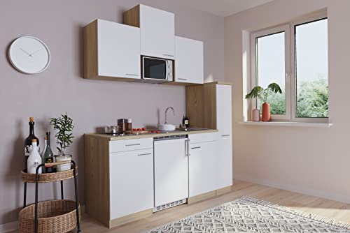 Respekta Luis Küchenzeile, Holzwerkstoff, Weiß, 180 cm