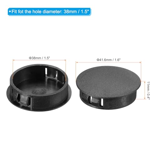 Image of PATIKIL 1.5 inch /38mm Plastic Hole Plugs, 20Pcs Flush Type Round Hole Plugs Cover Snap in Locking Hole Tube for Table Kitchen Cabinet Furniture, Black
