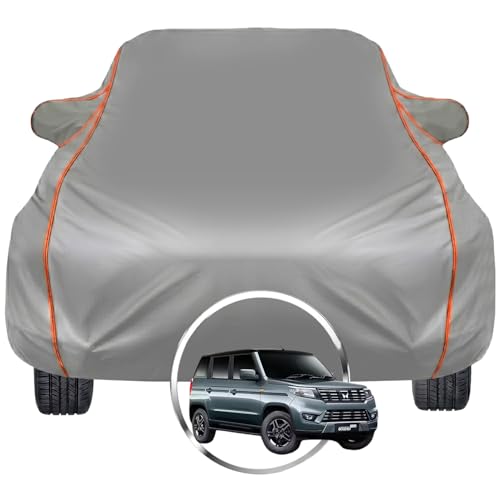 Image of Pivalo Car Cover for Mahindra Bolero Neo - Fits All Model & Year | 100% Waterproof All-Weather UV & Paint Protection | Premium 3-Layer Fabric | Triple Stitched with Reflective Piping (Grey)